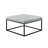 Wide Leatherette Tufted Square Coffee Table For Living Room - WoodenTwist